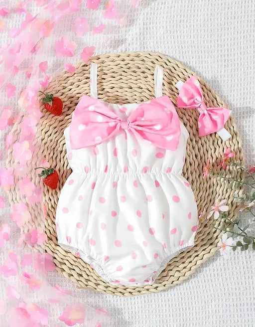 bow Babe Pink Onesie for 0-2 year Baby Girls