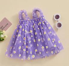 Elegant Baby girl frock-Daisy Print Dress for 3 Month To 5 Years